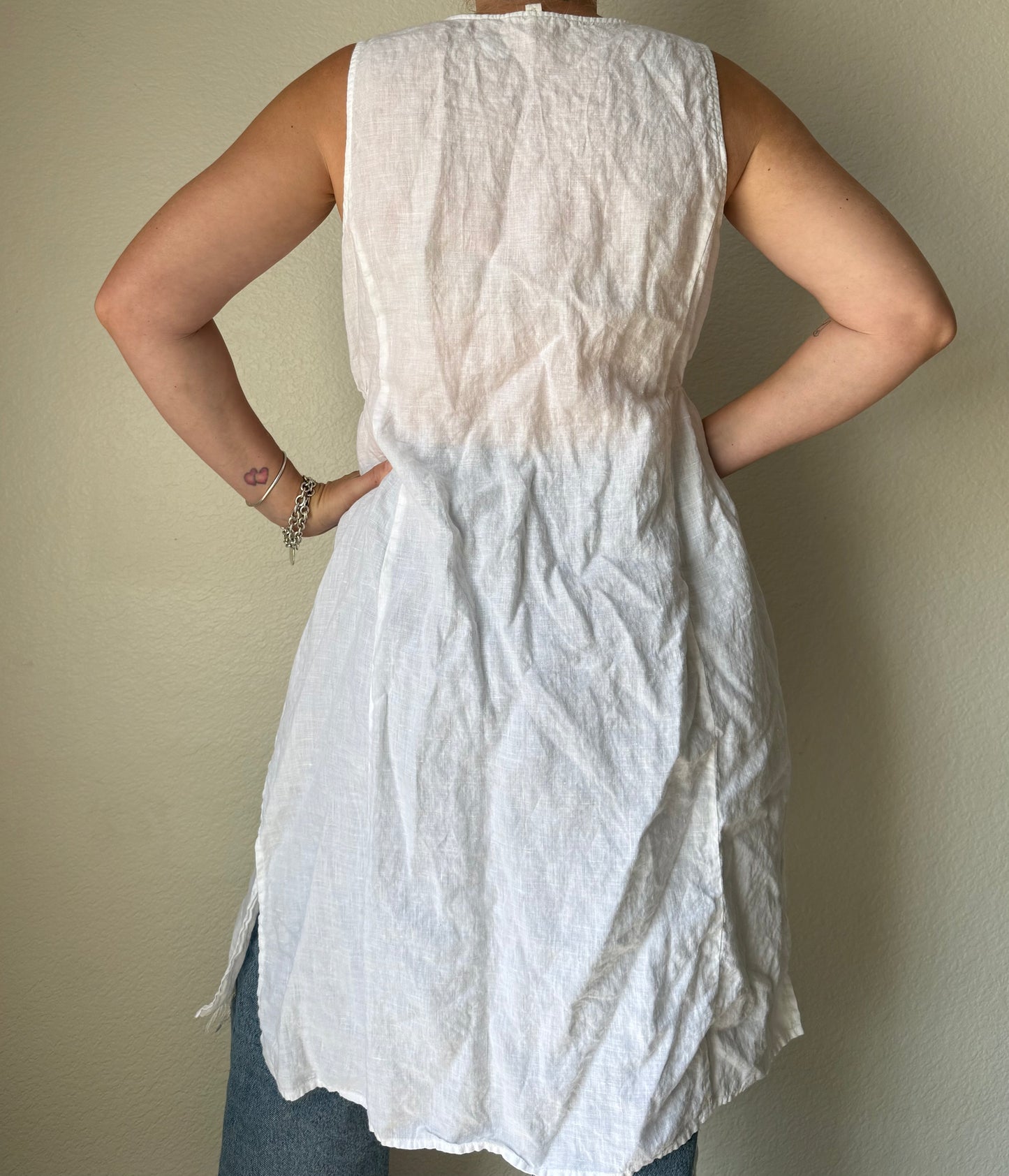 Eileen Fisher 100% Organic Linen Wrap Dress / White /Minimalist