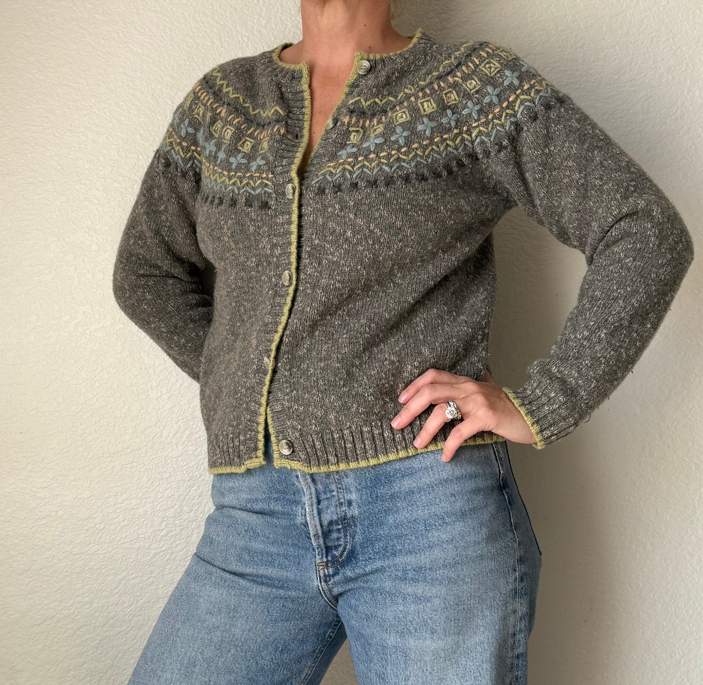 Vintage Pendleton Originals Lambswool Angora Fair Isle Cardigan/ Petite M