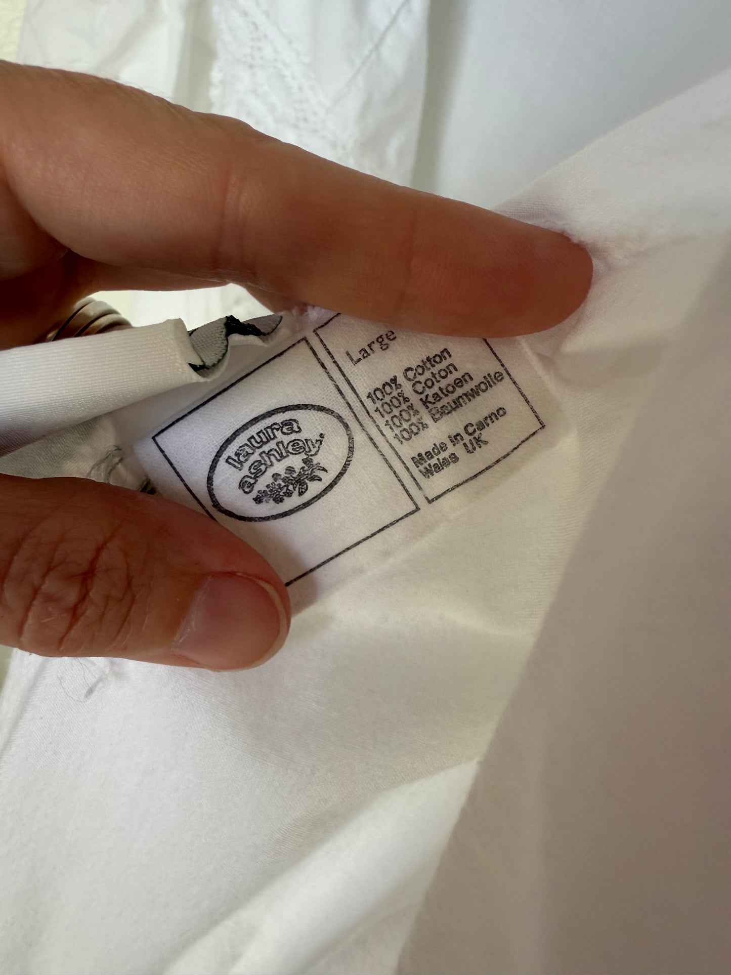 Vintage 1970s Laura Ashley Made in Wales White Cotton Ruffle Dressing Coat
